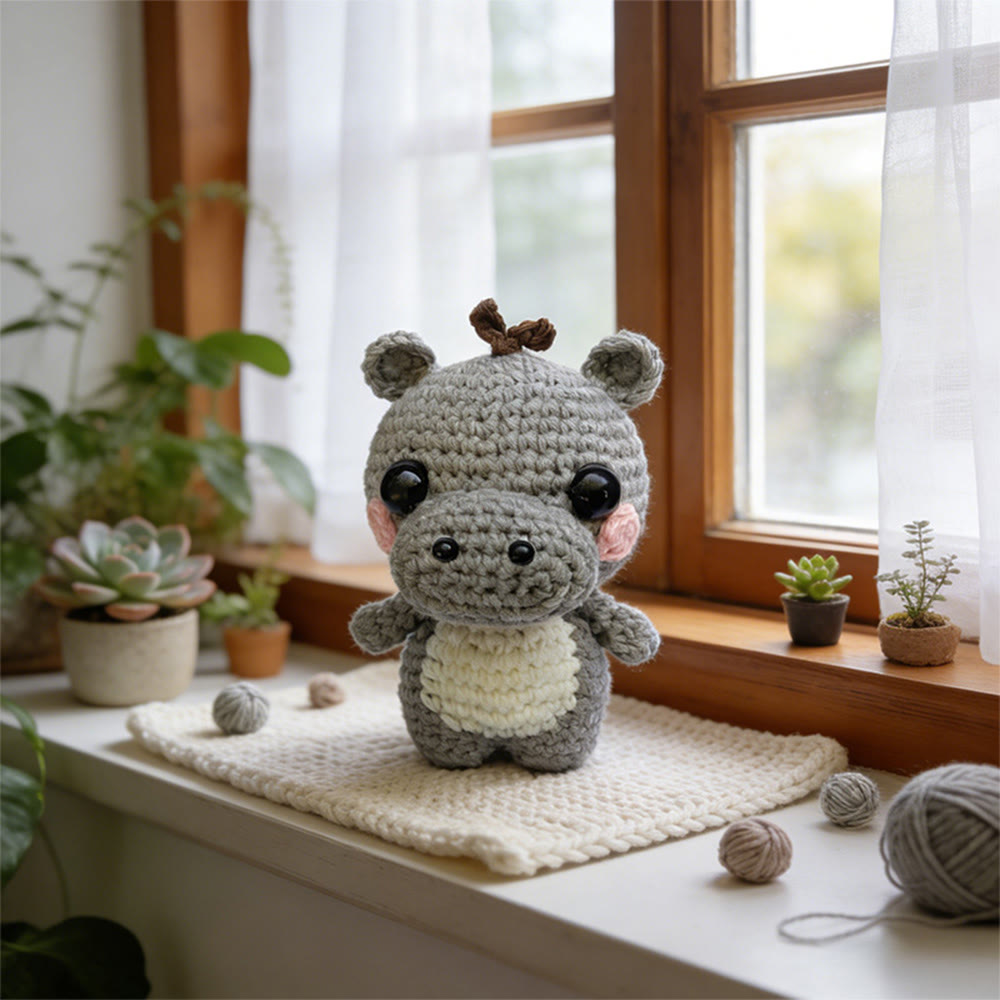 Diy Handmade Little Hippo Crochet Kit - Adorable Animal Doll | Perfect Bag Hanging Decor  - image 2
