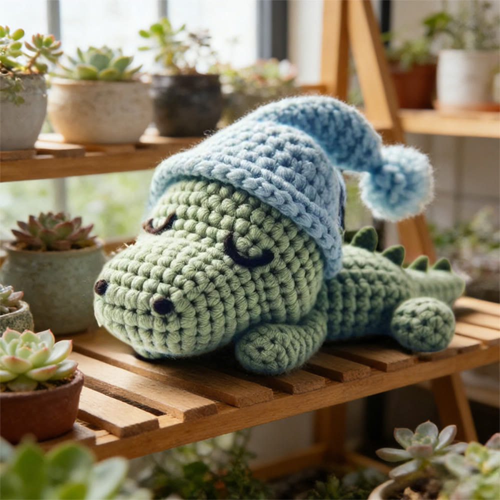 Diy Handmade Sleepy Crocodile Crochet Kit - Unique Needle Artwork | Perfect Lovely Doll For Gifts - Diy Handmade Sleepy Crocodile Crochet Kit - image 1