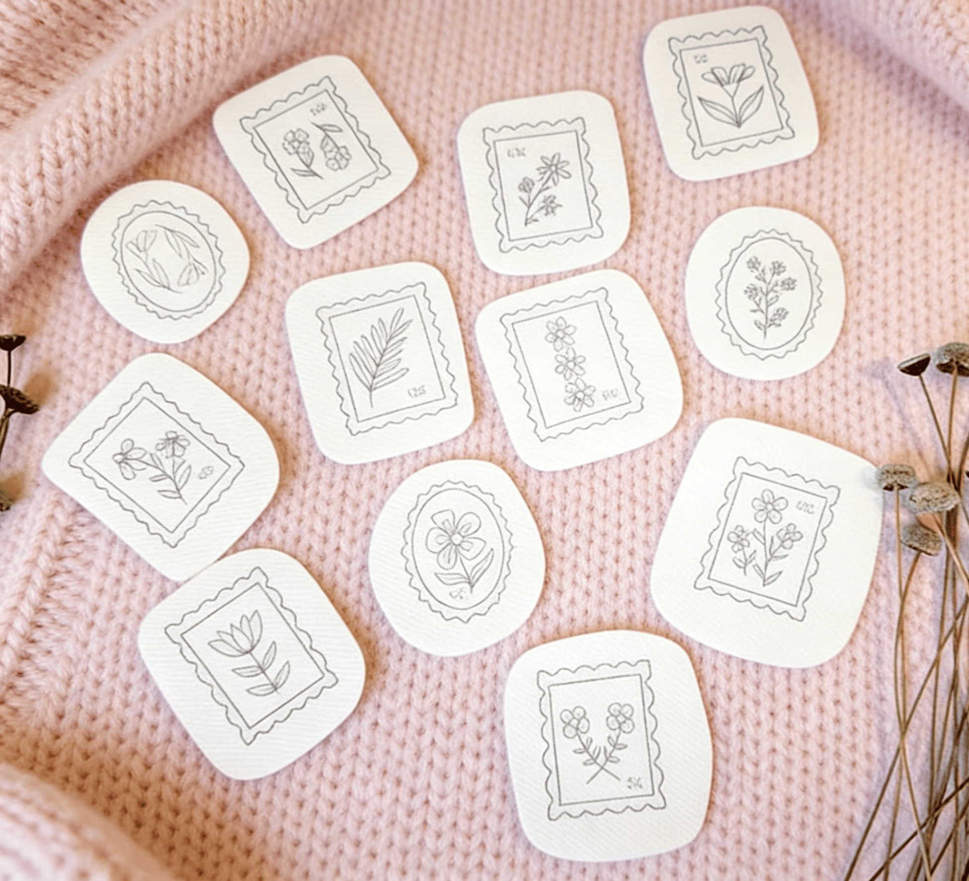 Flower Stamp Stick And Stitch Patterns | Creative Handmade Craft | Gifts For Embroidery lover - image 1