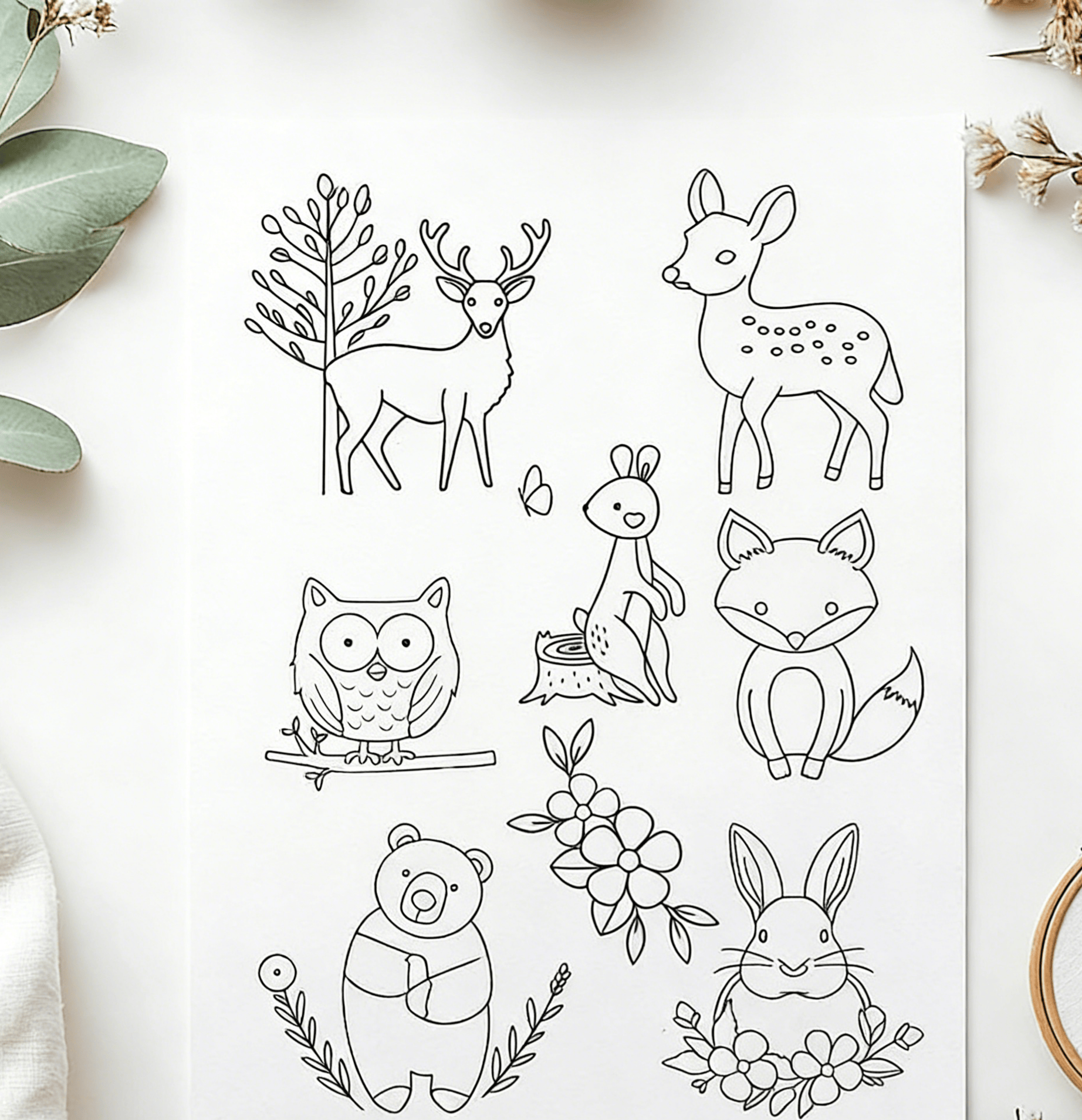 Woodland Animal Stick And Stitch Patterns | Diy Needle Artwork | Perfect Handmade Craft  - 8pcs - image 2