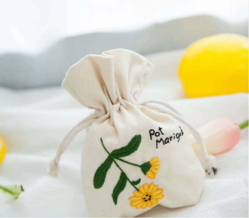 Handmade Drawstring Pouch Kit | Botanical Handmade Craft | Jewelry Storage Bag | Gift For Her - Pot - image 9