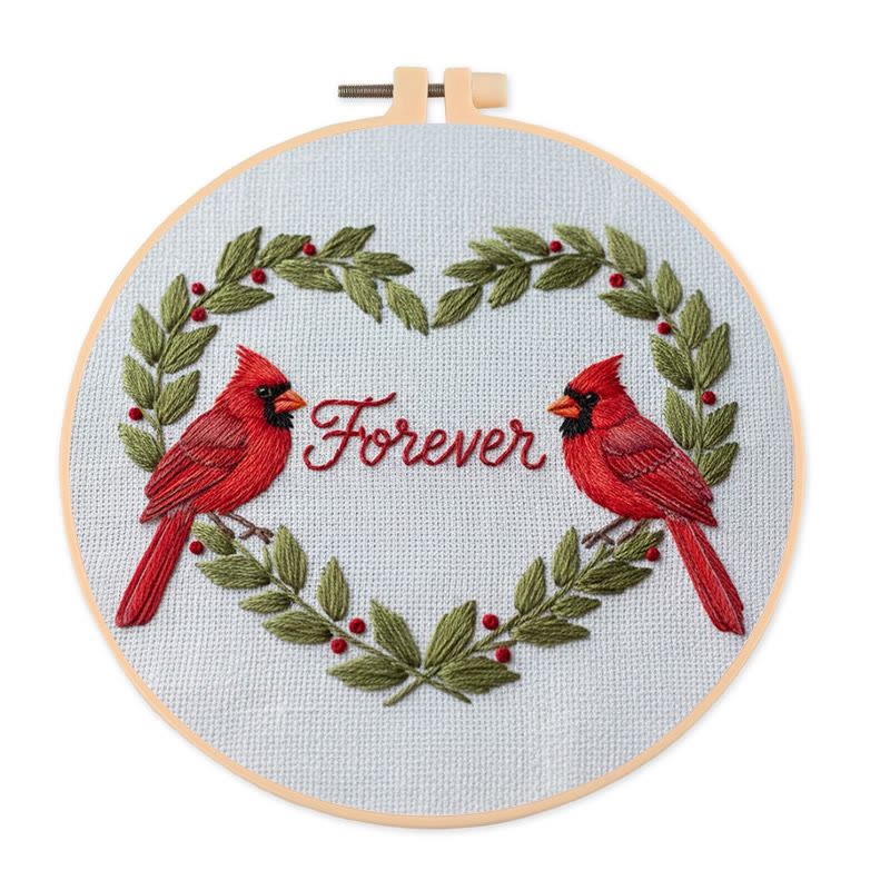 Rubbyoo Embroidery Kit - Forever Love | Handmade Bird Craft | Diy Valentine Gifts - 20*20cm - image 1