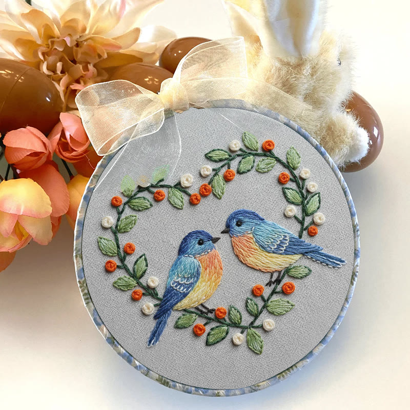 Rubbyoo Embroidery Kit - Floral Heart With Birds| Unique Bird Artwork | Perfect Home Decor - image 3