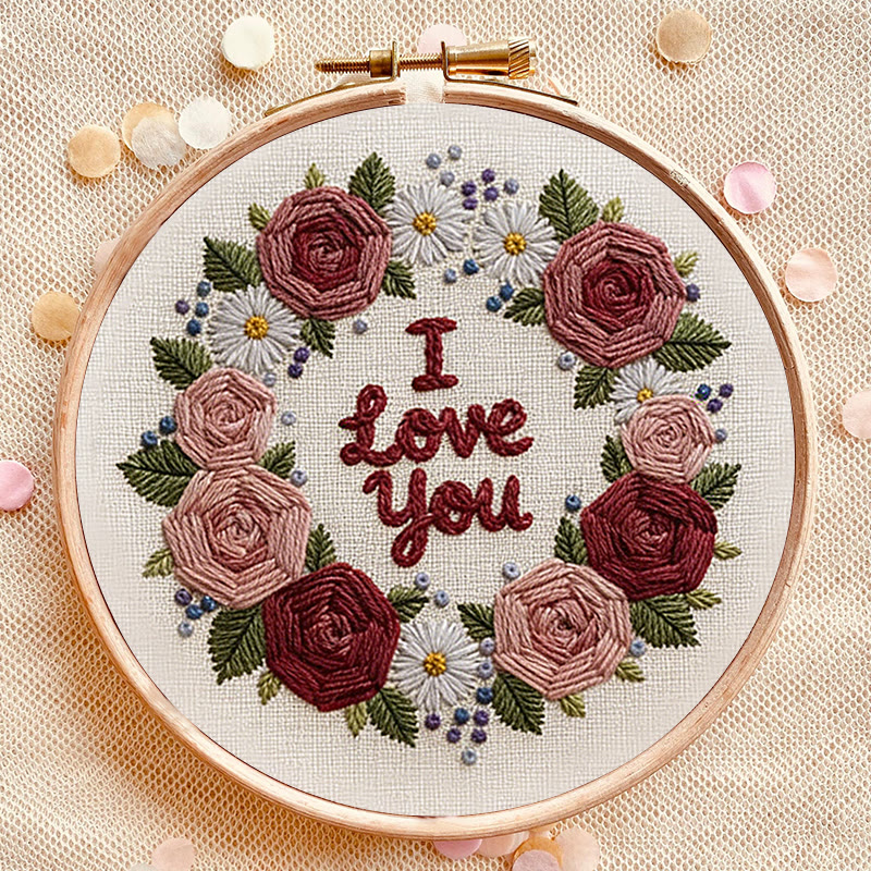 Rubbyoo Embroidery Kit - Rose Love | Diy Floral Art | Perfect Handmade Gift For Lover - image 2