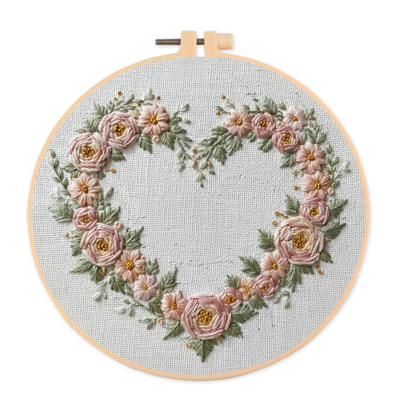 Rubbyoo Embroidery Kit - Romantic Heart | Perfect Anniversary Gift | Easy Handmade Craft - 20*20cm - image 1