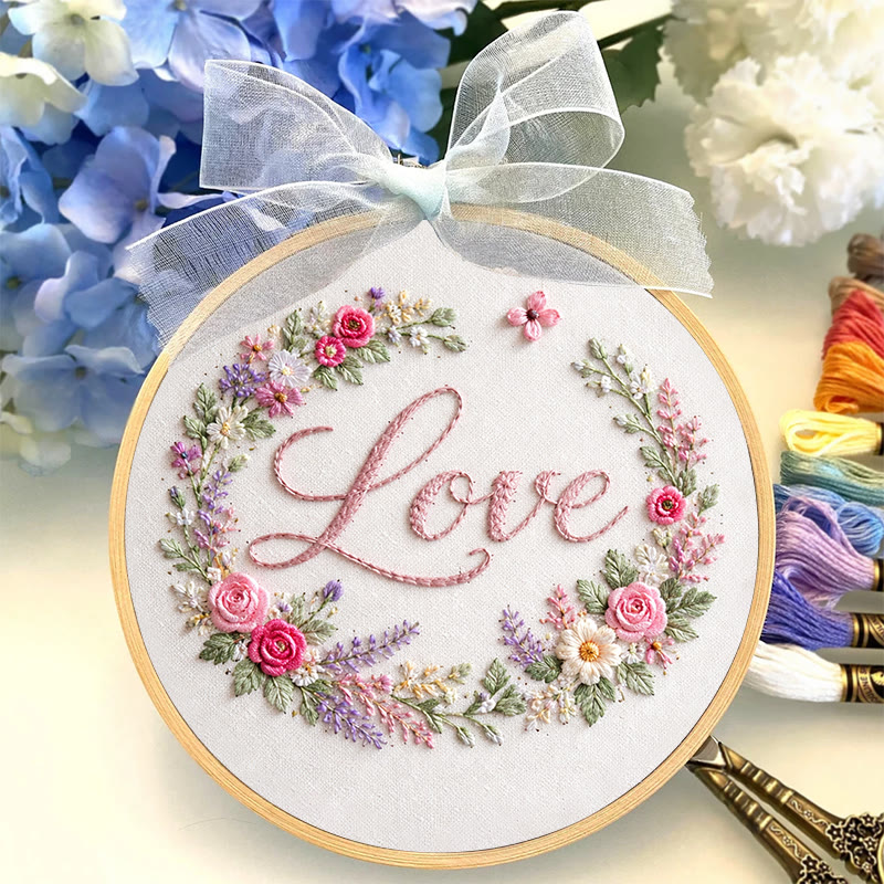 Rubbyoo Embroidery Kit - Floral Love | Diy Needle Hoop Art | Perfect Wedding Handmade Craft - image 3