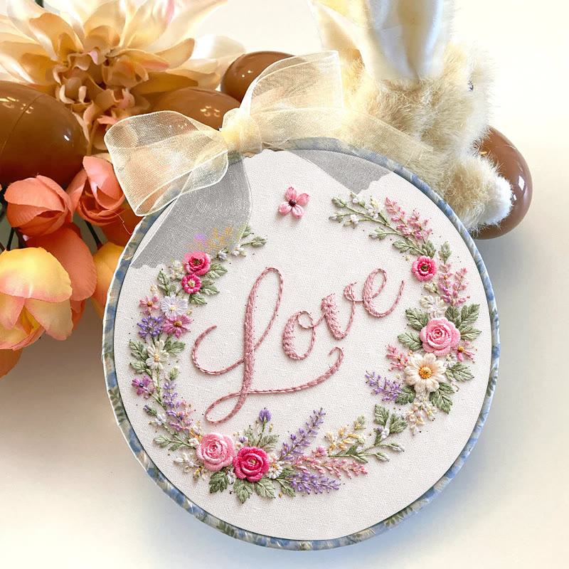 Rubbyoo Embroidery Kit - Floral Love | Diy Needle Hoop Art | Perfect Wedding Handmade Craft - image 2