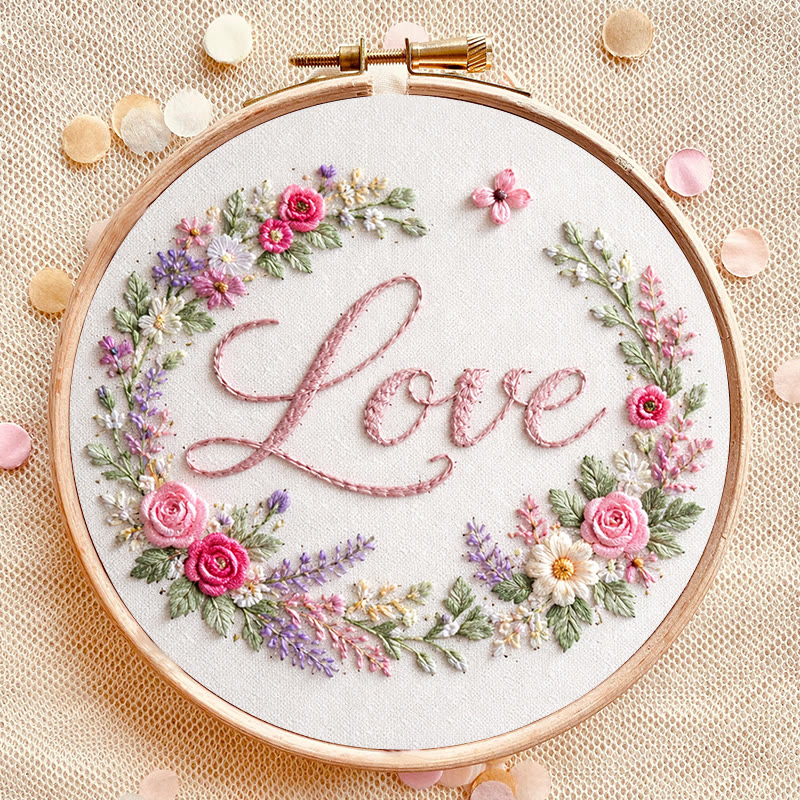 Rubbyoo Embroidery Kit - Floral Love | Diy Needle Hoop Art | Perfect Wedding Handmade Craft - image 8