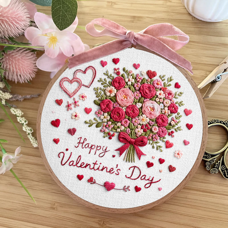 Rubbyoo Embroidery Kit - Blooming Bouquet | Diy Valentine's Day Collection | Handmade Gift For Her - image 2