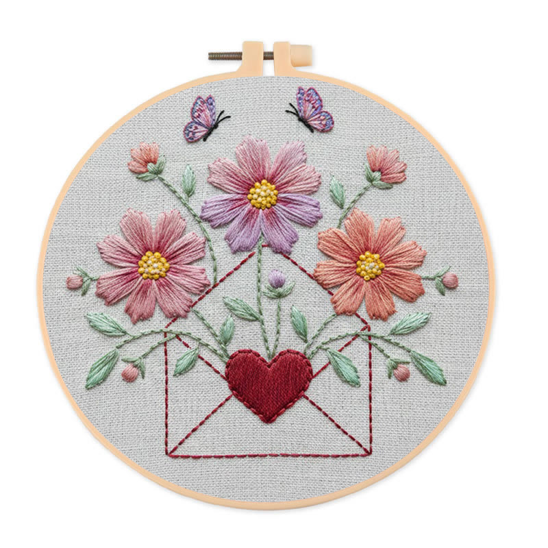 Rubbyoo Embroidery Kit - Flower Letter | Beginner Handmade Craft | Unique Stitch Artwork - 20*20cm - image 1