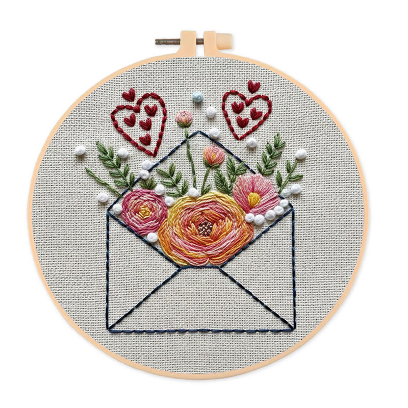 Rubbyoo Embroidery Kit - Love Envelope | Diy Needle Art Project | Nice For Desk Decor - 20*20cm - image 1