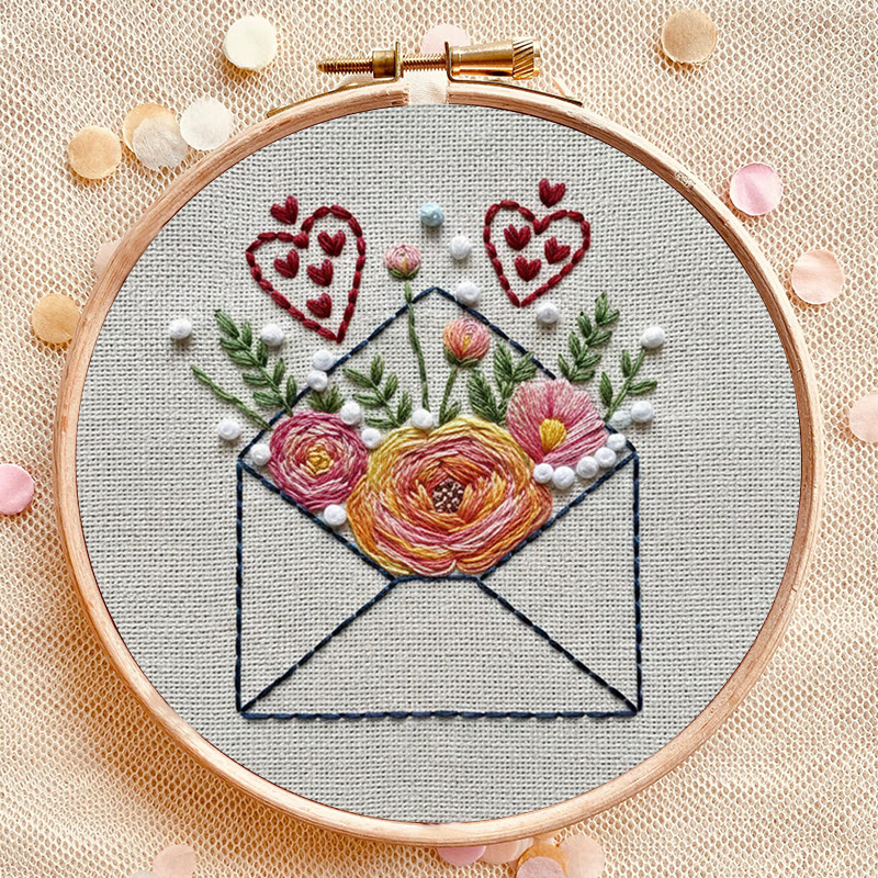 Rubbyoo Embroidery Kit - Love Envelope | Diy Needle Art Project | Nice For Desk Decor - image 8
