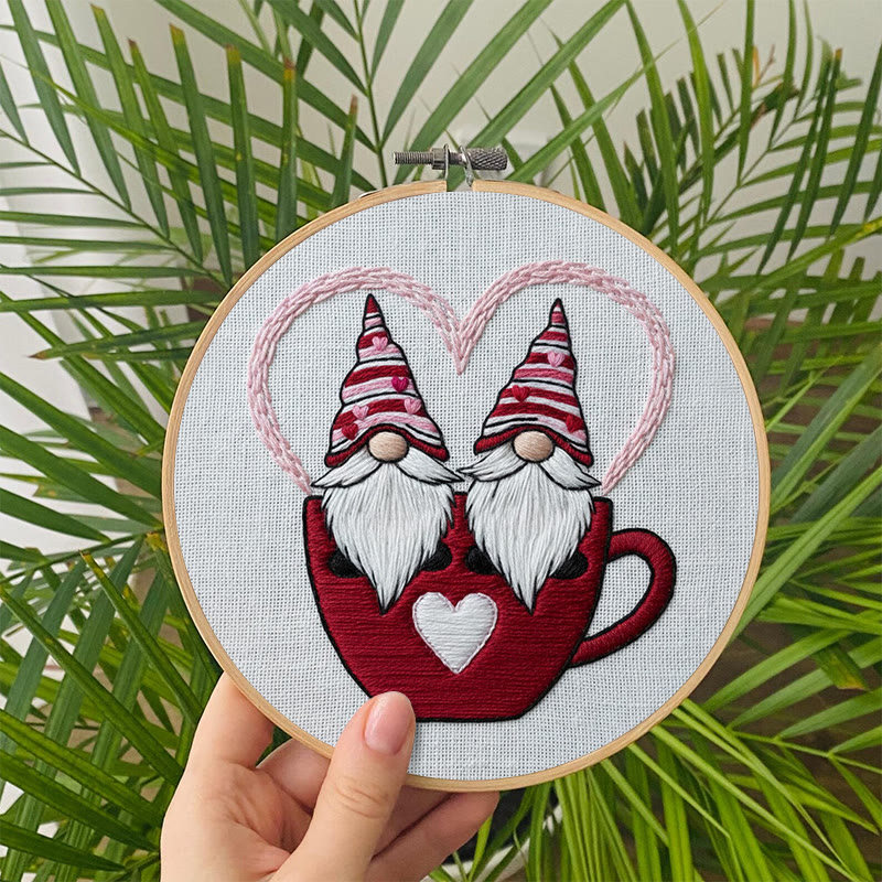 Rubbyoo Embroidery Kit - Gnome Couple | Valentine Hanging Decoration | Diy Hoop Art - image 5