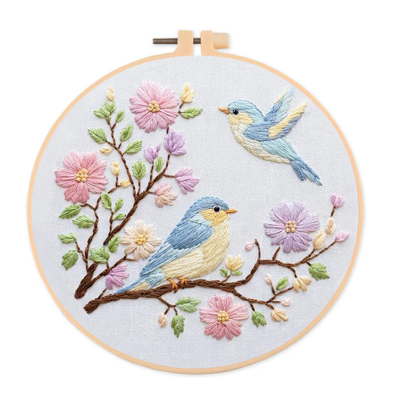 Rubbyoo Embroidery Kit - Bird And Flower | Beginner Diy Craft | Handmade Needlepoint For Decoration  - 20*20cm - image 1
