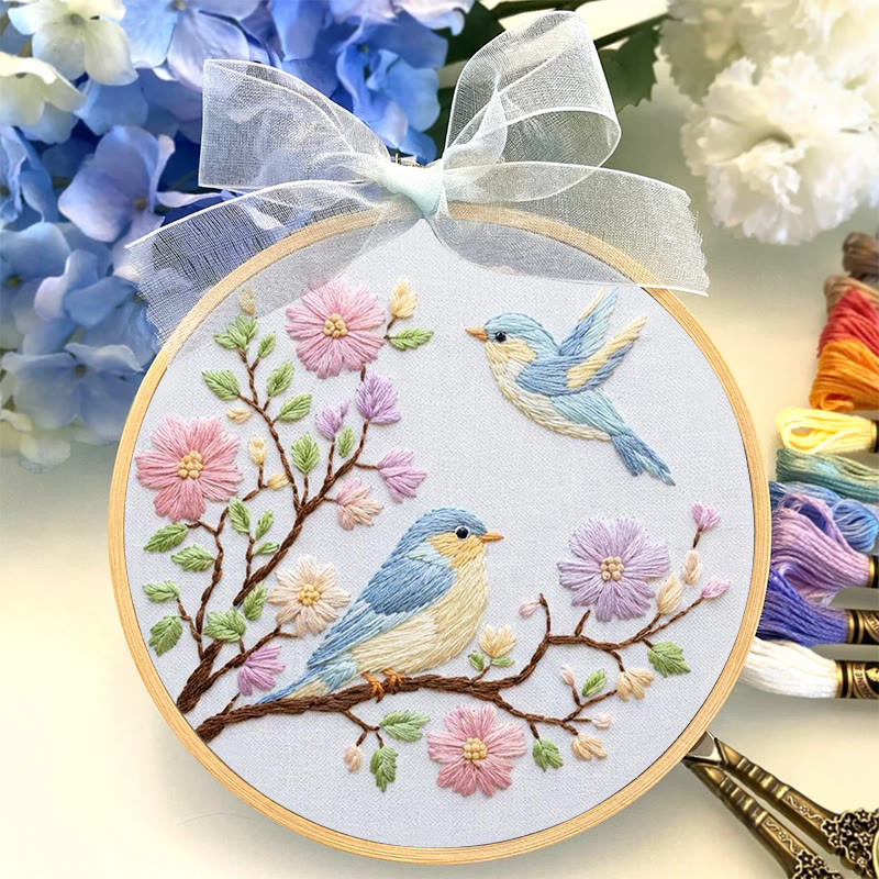Rubbyoo Embroidery Kit - Bird And Flower | Beginner Diy Craft | Handmade Needlepoint For Decoration  - image 3