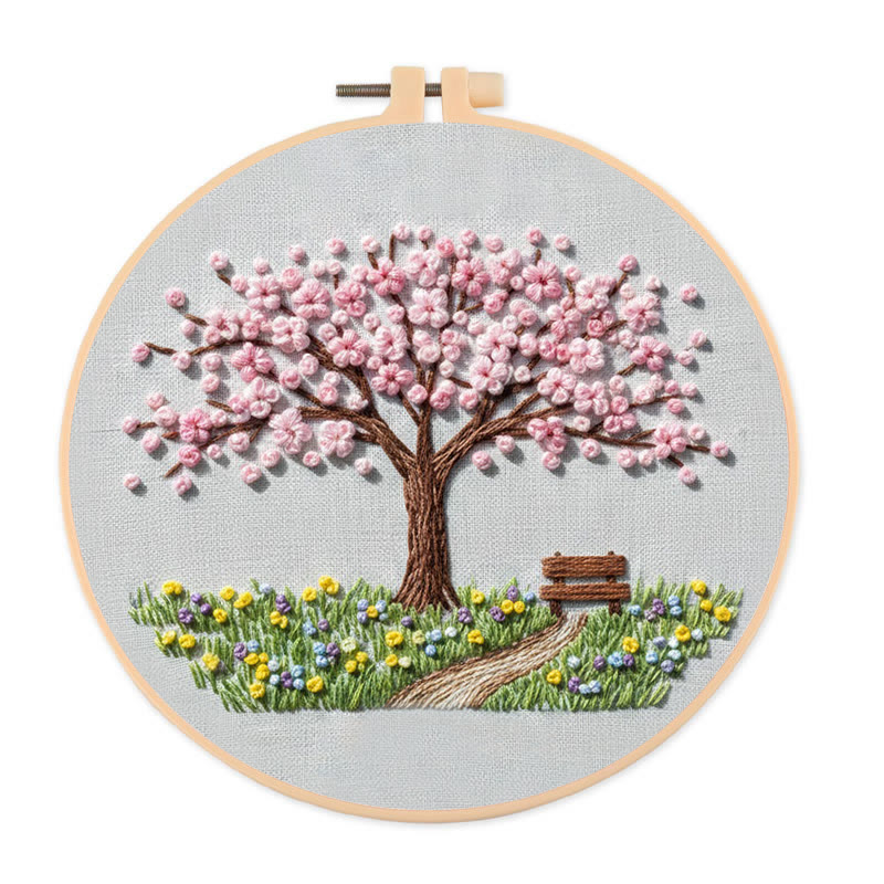 Rubbyoo Embroidery Kit - Cherry Tree | Unique Sewing Kit | Nice Home Ornament - 20*20cm - image 1