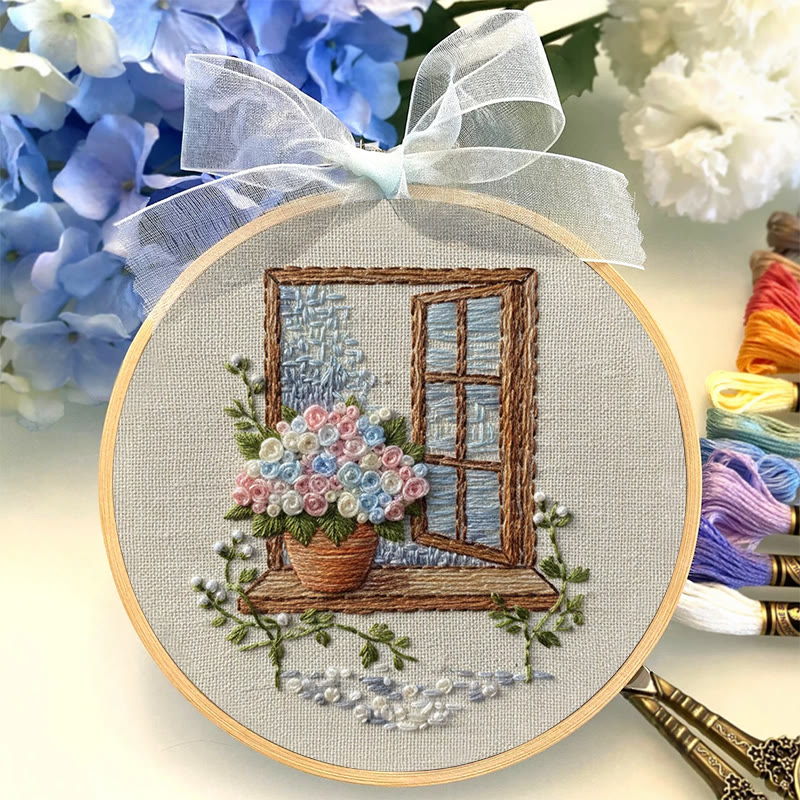 Rubbyoo Embroidery Kit - Charming Window | Handmade Hoop Art | Housewarming Gift Idea - image 3