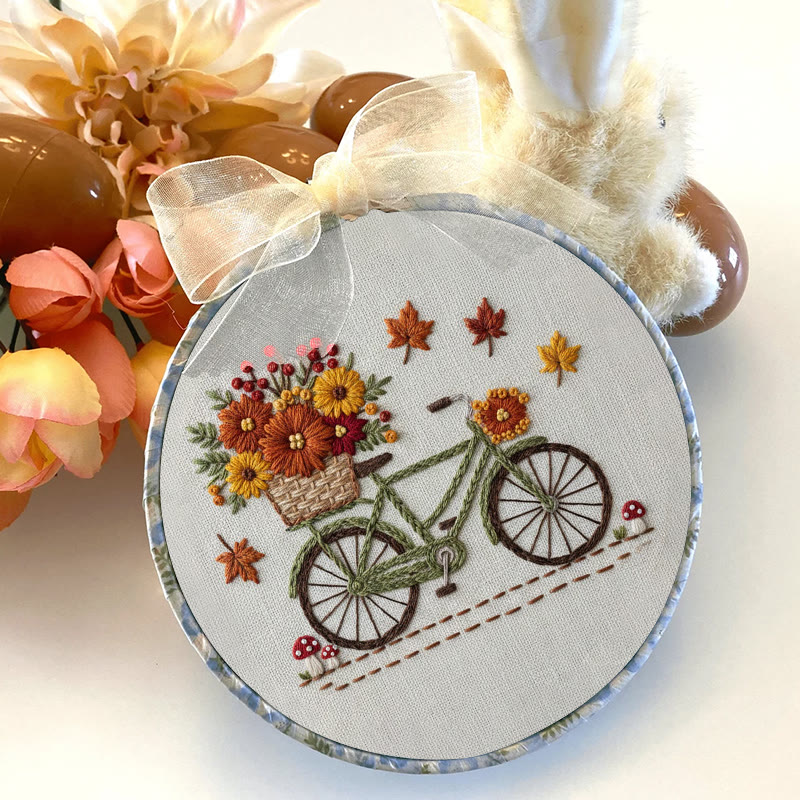 Rubbyoo Embroidery Kit - Bicycle With Flowers | Diy Starter Needle Kit | Perfect Home Decor - image 3