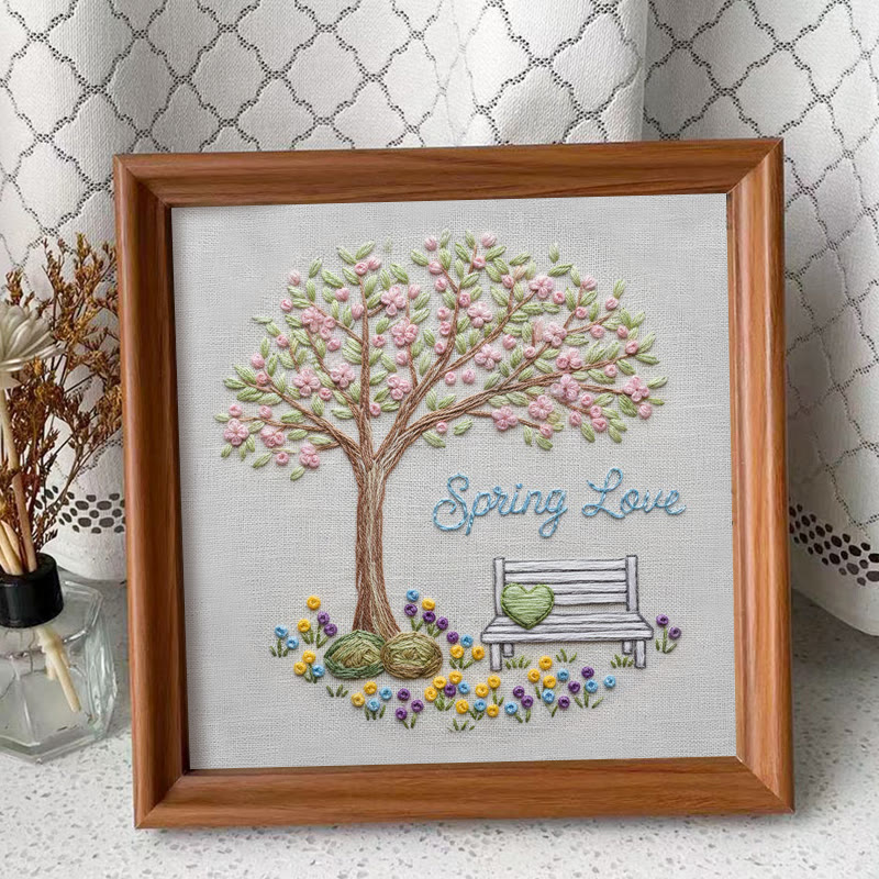 Rubbyoo Embroidery Kit - Spring Love | Diy Valentine's Day Gift |handmade Hoop Art  - Embroidery Kit Plus An Extra Frame - image 9