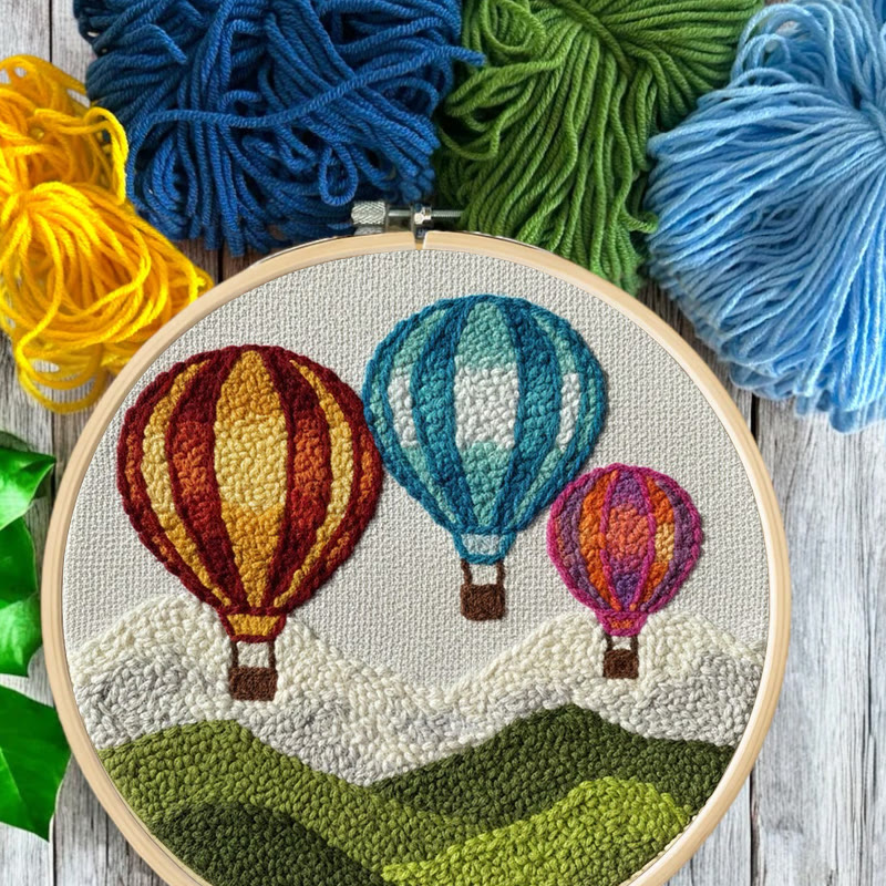 Vibrant Hot Air Balloon Landscape Punch Needle Kit – Cozy Indoor Decor Piece | Delightful Handmade Craft - image 8