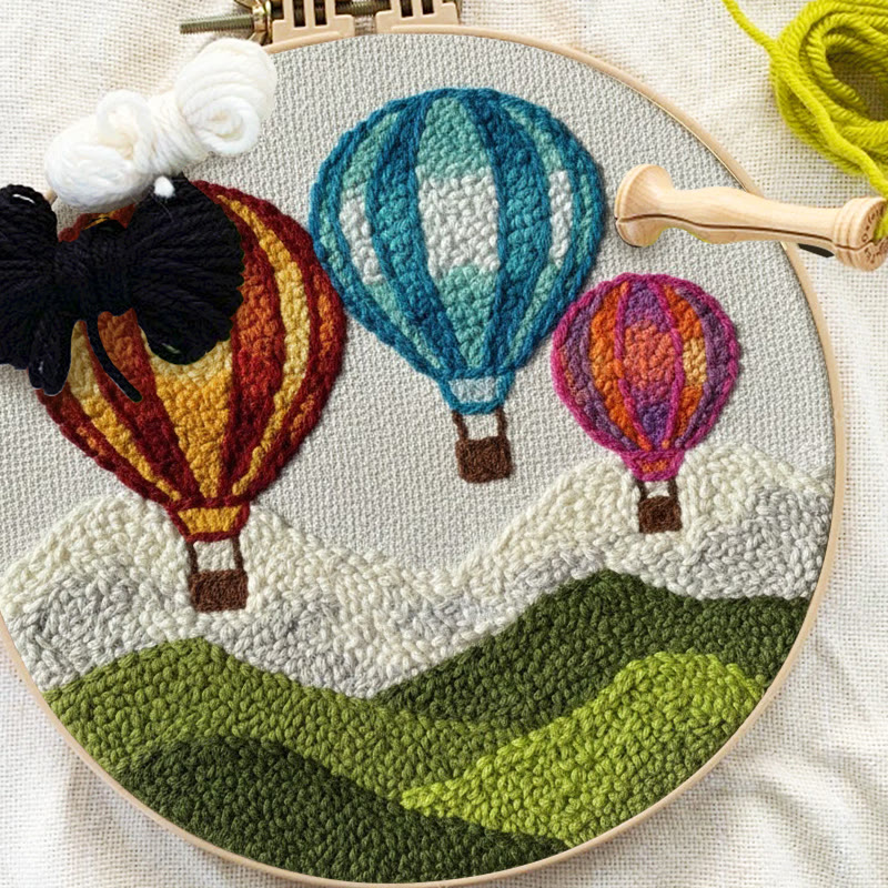Vibrant Hot Air Balloon Landscape Punch Needle Kit – Cozy Indoor Decor Piece | Delightful Handmade Craft - image 7