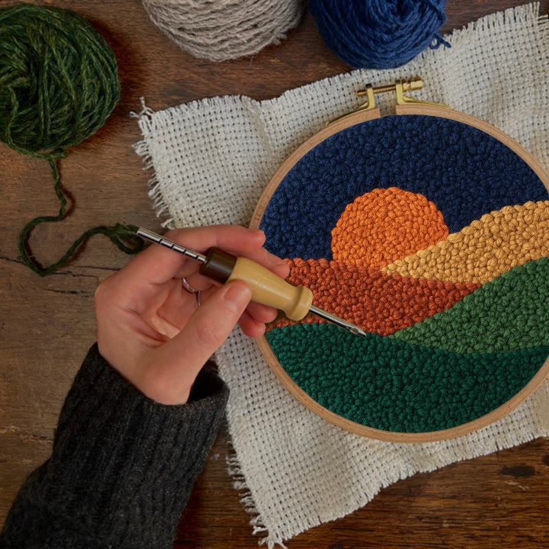 Twilight Mountain Sunset Punch Needle Kit – Elegant Handmade Decor Pendant | Newbie-easy Diy Creation - image 3