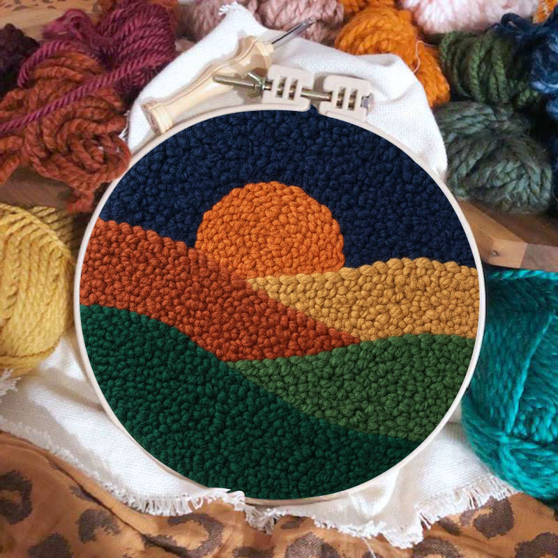 Twilight Mountain Sunset Punch Needle Kit – Elegant Handmade Decor Pendant | Newbie-easy Diy Creation - image 2