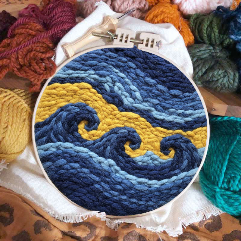 Artistic Swirling Wave Punch Needle Kit – Handcrafted Decor Hanger | Hassle-free Diy Creation - image 2