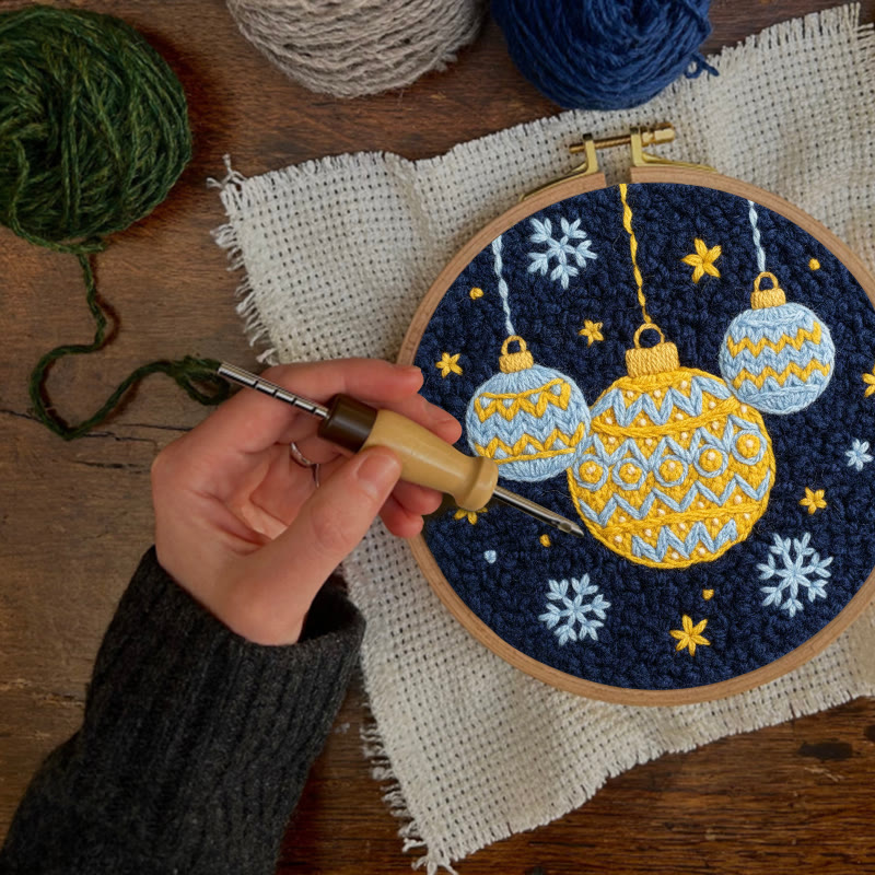 Festive Christmas Bauble Snowflake Punch Needle Kit – Handmade Decor Pendant | Go-To Gifting Choice - image 2