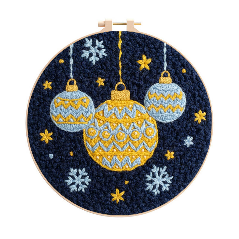 Festive Christmas Bauble Snowflake Punch Needle Kit – Handmade Decor Pendant | Go-To Gifting Choice - 8 inch Hoop Kit - image 1