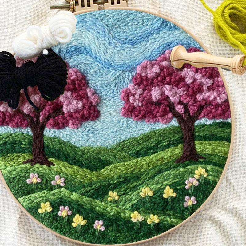 Spring Cherry Blossom Twin Trees Punch Needle Kit – Fresh Spring Decor Hanger | Newbie-friendly Diy Craft - image 11