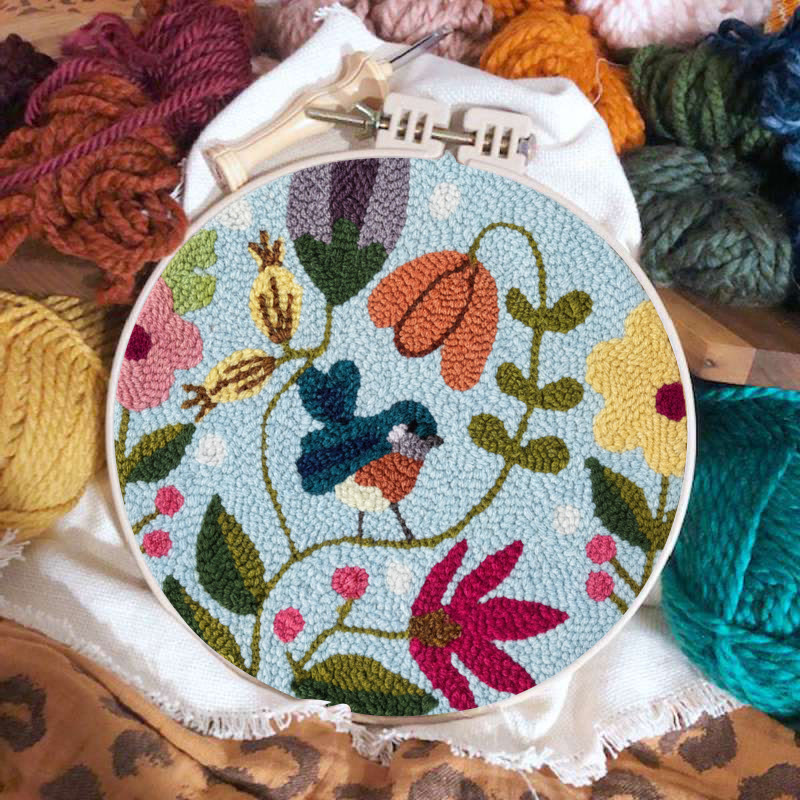 Colorful Bird And Blooming Floral Punch Needle Kit – Charming Handmade Gift | Beginner-friendly Diy - image 2