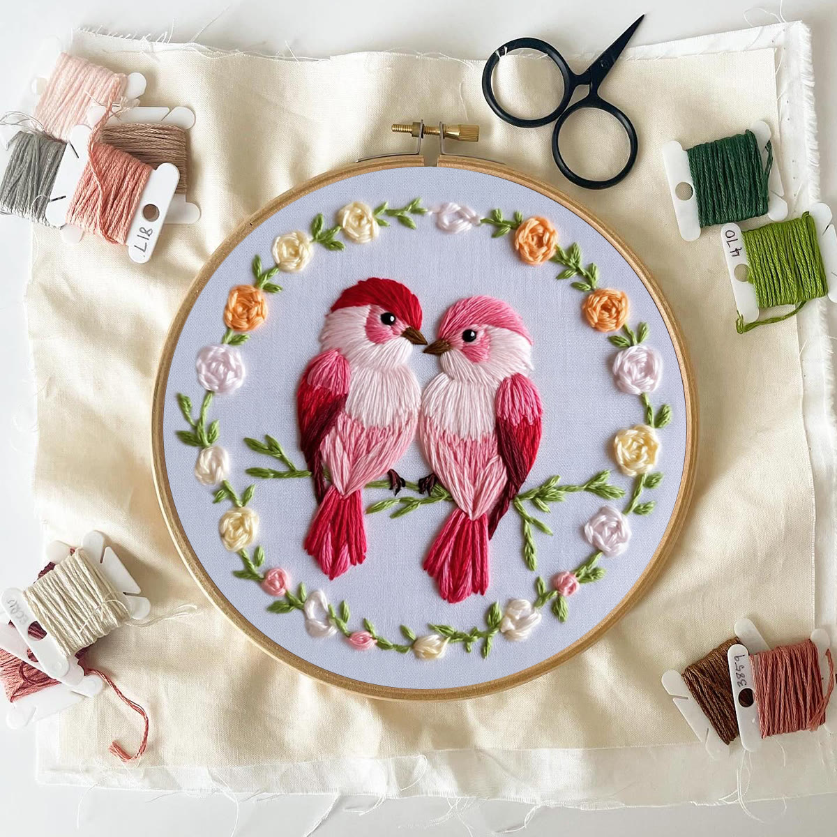 Rubbyoo Embroidery Kit - Double Bird Wreath | Home Decor | Gifting Top Choice | Holiday Essential - image 7