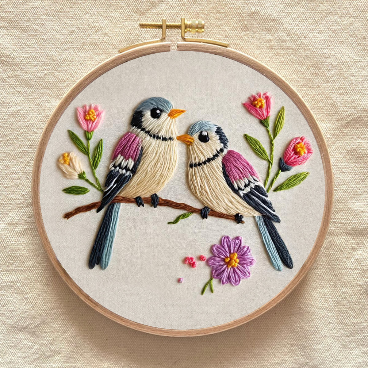 Rubbyoo Embroidery Kit - Two Birds with Floral | Beginner-Friendly Craft for Newbies | Exquisite Embroidery Decor - image 9