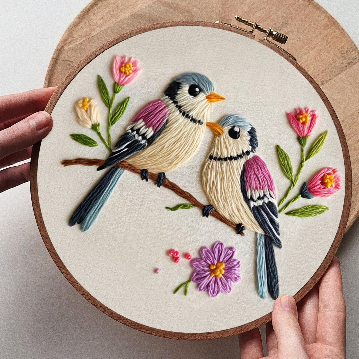 Rubbyoo Embroidery Kit - Two Birds with Floral | Beginner-Friendly Craft for Newbies | Exquisite Embroidery Decor - image 8