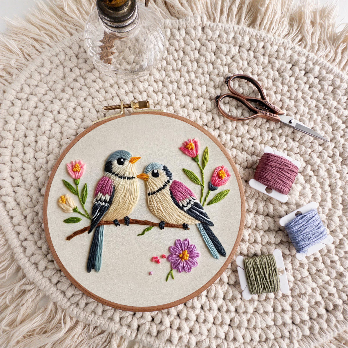 Rubbyoo Embroidery Kit - Two Birds with Floral | Beginner-Friendly Craft for Newbies | Exquisite Embroidery Decor - image 10