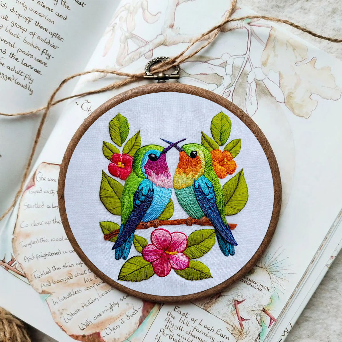 Rubbyoo Embroidery Kit - Colorful Dual Birds with Florals | Couple-Focused Top Gifting Pick | Ideal Anniversary Gift - image 2