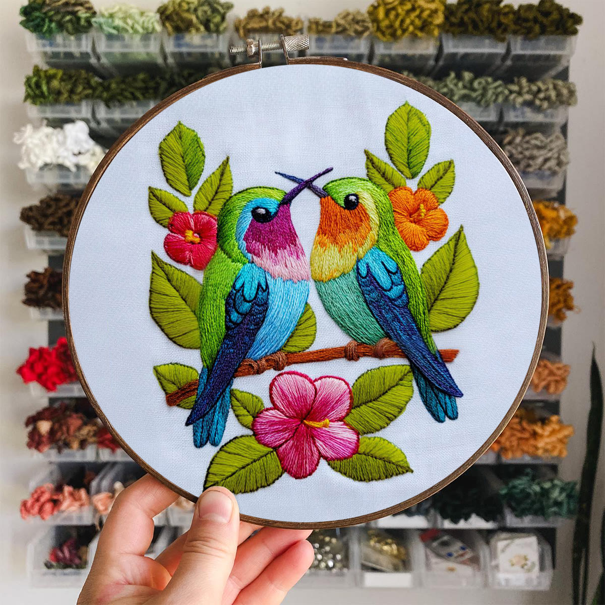 Rubbyoo Embroidery Kit - Colorful Dual Birds with Florals | Couple-Focused Top Gifting Pick | Ideal Anniversary Gift - image 7