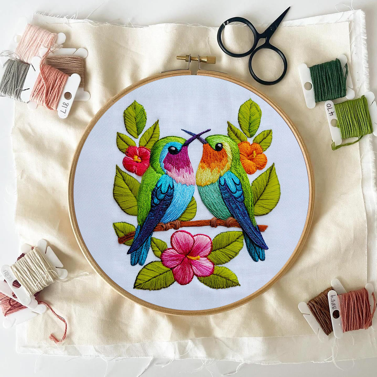 Rubbyoo Embroidery Kit - Colorful Dual Birds with Florals | Couple-Focused Top Gifting Pick | Ideal Anniversary Gift - image 6