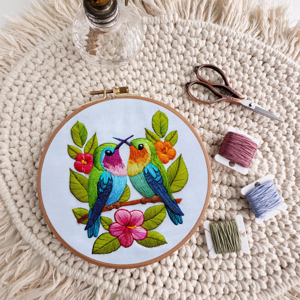 Rubbyoo Embroidery Kit - Colorful Dual Birds with Florals | Couple-Focused Top Gifting Pick | Ideal Anniversary Gift - image 10