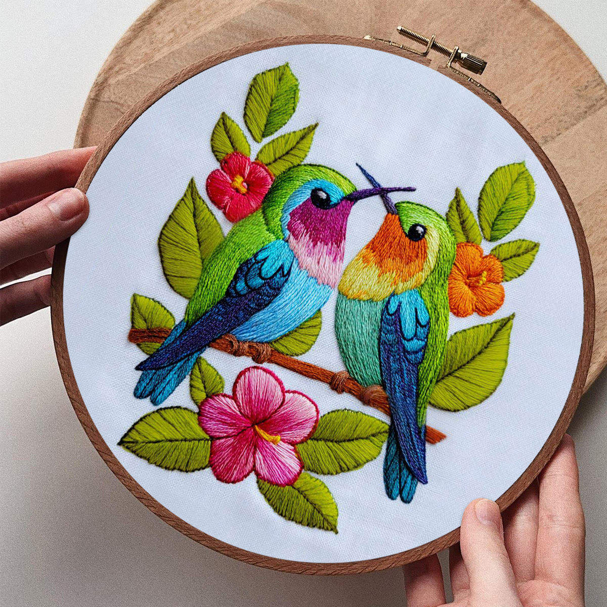 Rubbyoo Embroidery Kit - Colorful Dual Birds with Florals | Couple-Focused Top Gifting Pick | Ideal Anniversary Gift - image 9