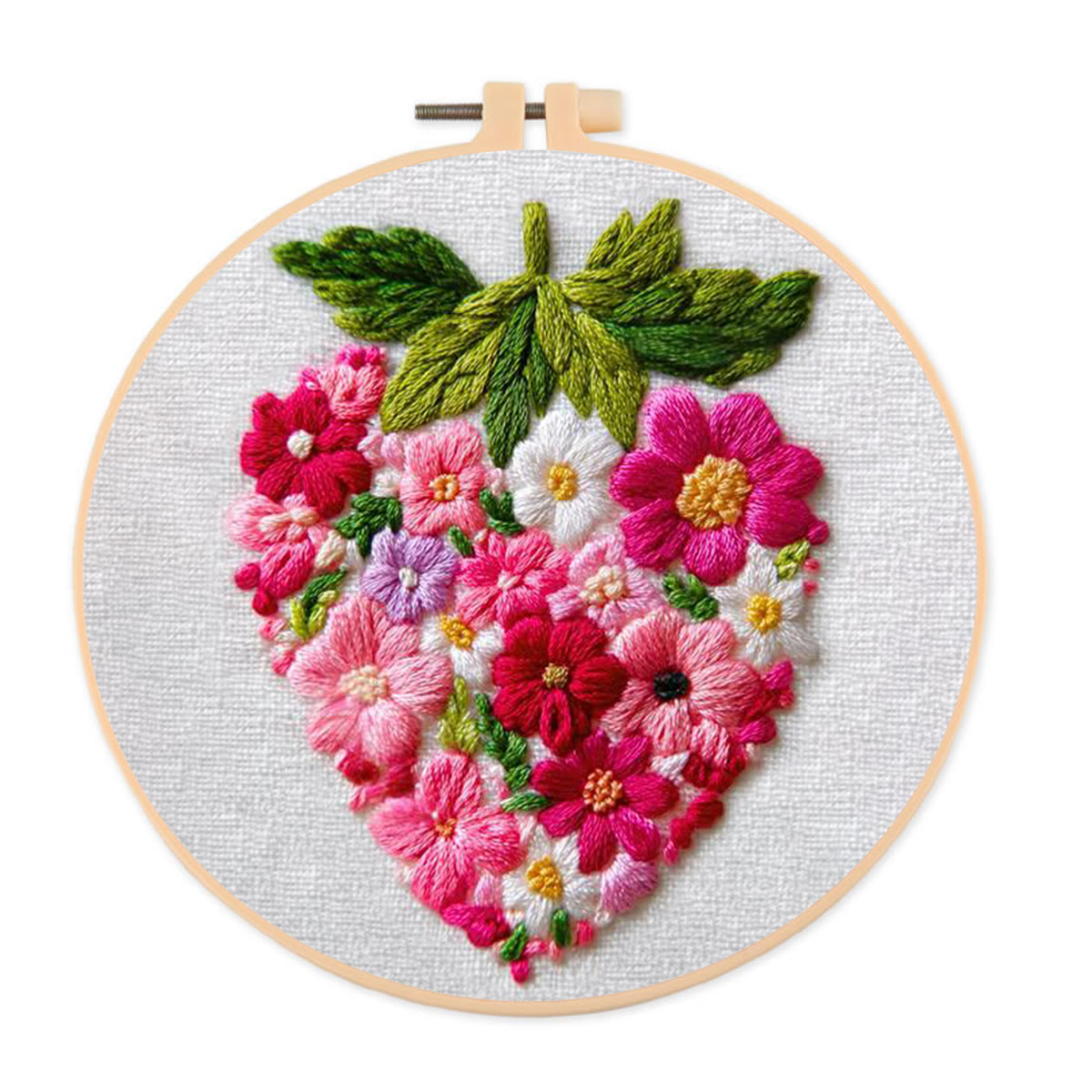 Rubbyoo Embroidery Kit - Floral Cluster Strawberry | Couple Gifting Preferred Choice | Exclusive Anniversary Present - 20*20cm - image 1