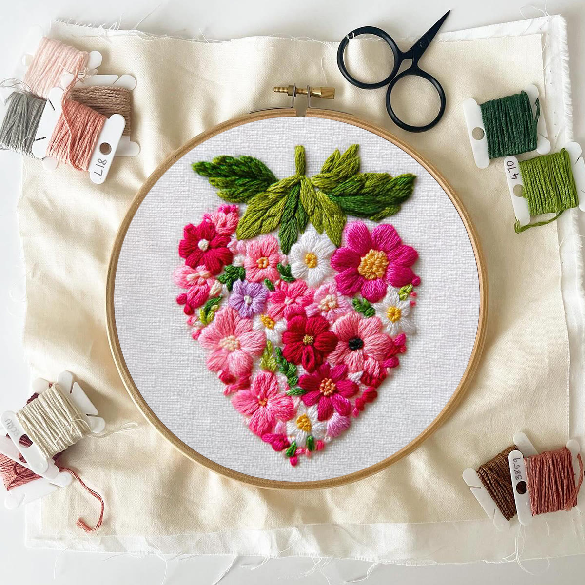 Rubbyoo Embroidery Kit - Floral Cluster Strawberry | Couple Gifting Preferred Choice | Exclusive Anniversary Present - image 7