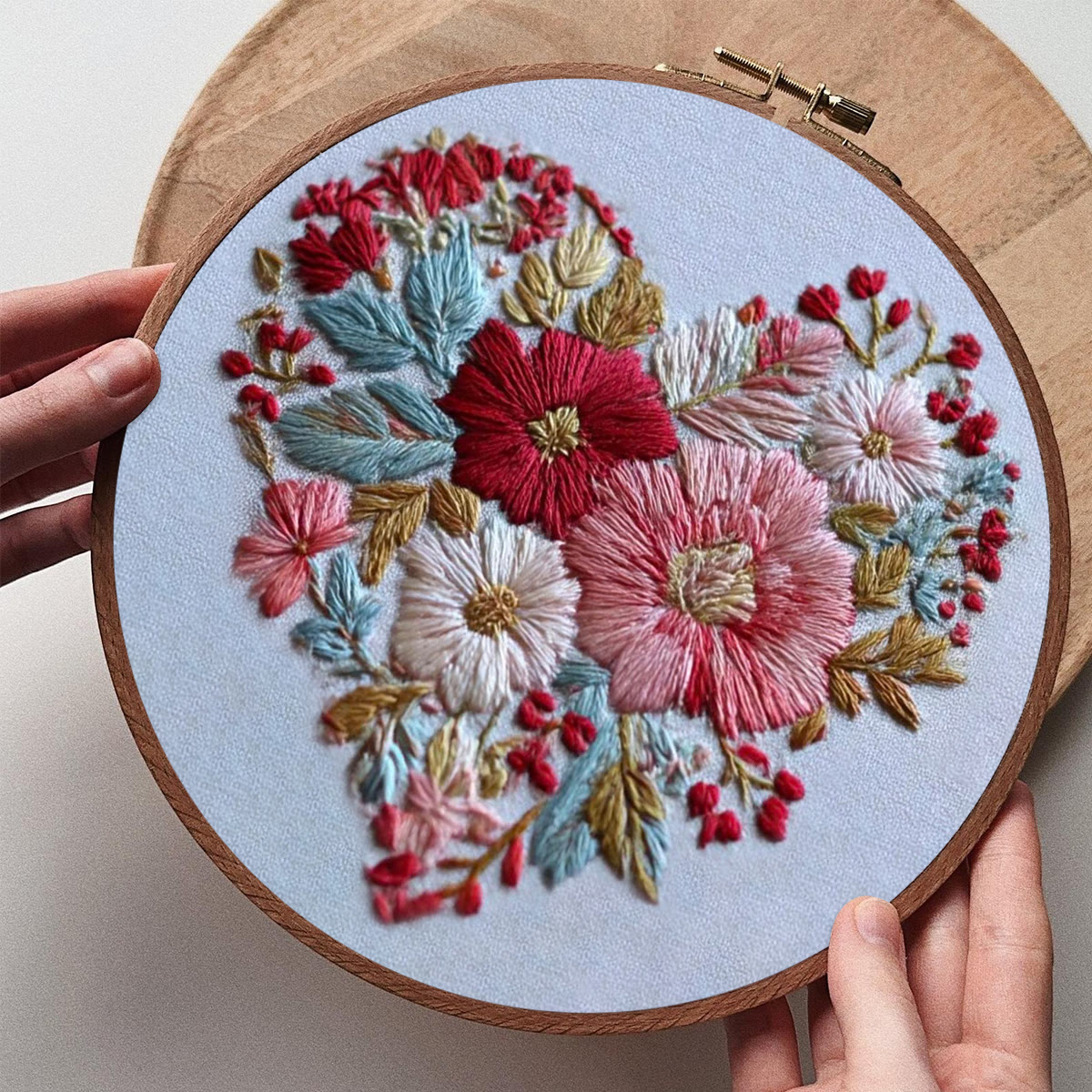 Rubbyoo Embroidery Kit - Heart-shaped Floral Cluster | Thoughtful DIY Craft | Perfect Gift for Her - image 8