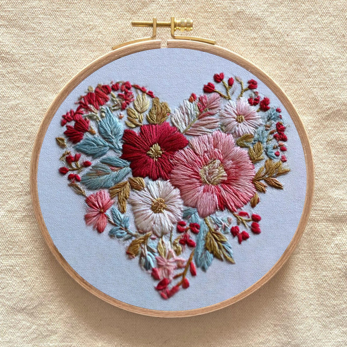 Rubbyoo Embroidery Kit - Heart-shaped Floral Cluster | Thoughtful DIY Craft | Perfect Gift for Her - image 9