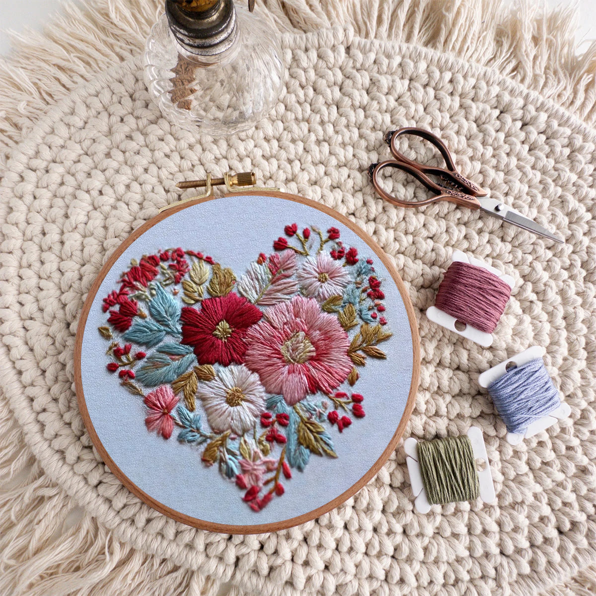 Rubbyoo Embroidery Kit - Heart-shaped Floral Cluster | Thoughtful DIY Craft | Perfect Gift for Her - image 10