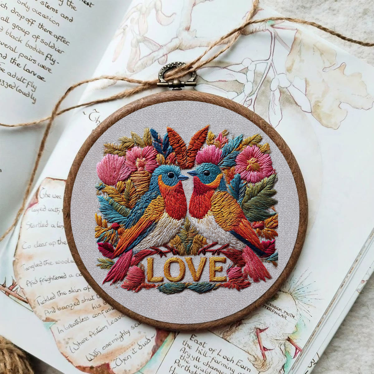 Rubbyoo Embroidery Kit - Dual Birds With Love Motif And Florals | Valentine's Day Gifting Pick | Exquisite Diy Embroidery - image 2
