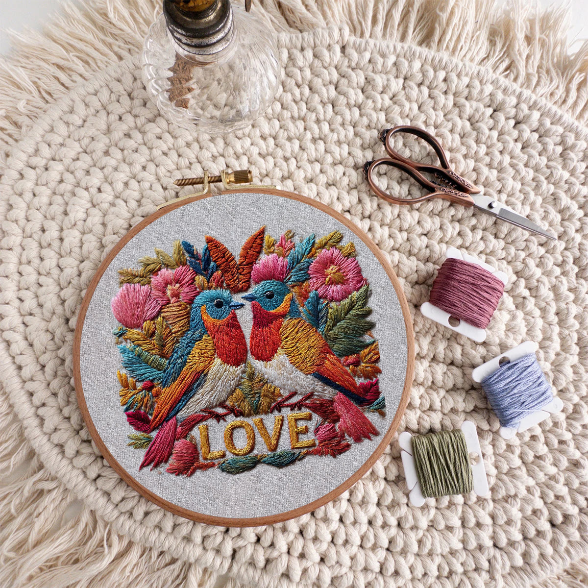 Rubbyoo Embroidery Kit - Dual Birds With Love Motif And Florals | Valentine's Day Gifting Pick | Exquisite Diy Embroidery - image 8