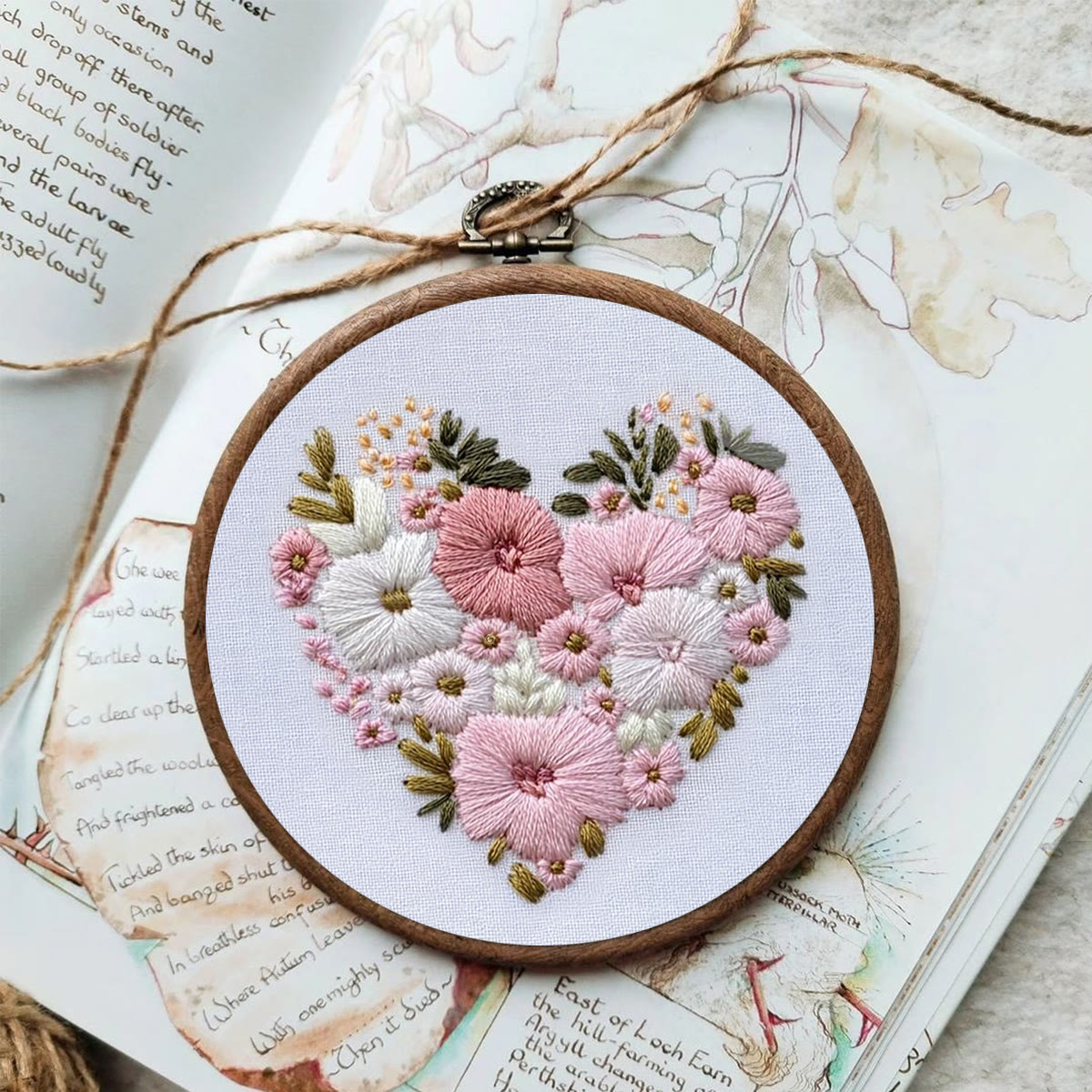 Rubbyoo Embroidery Kit - Delicate Pastel Floral Heart Cluster | Novice-Friendly DIY | Gentle Fresh Entry-Level Piece - image 3