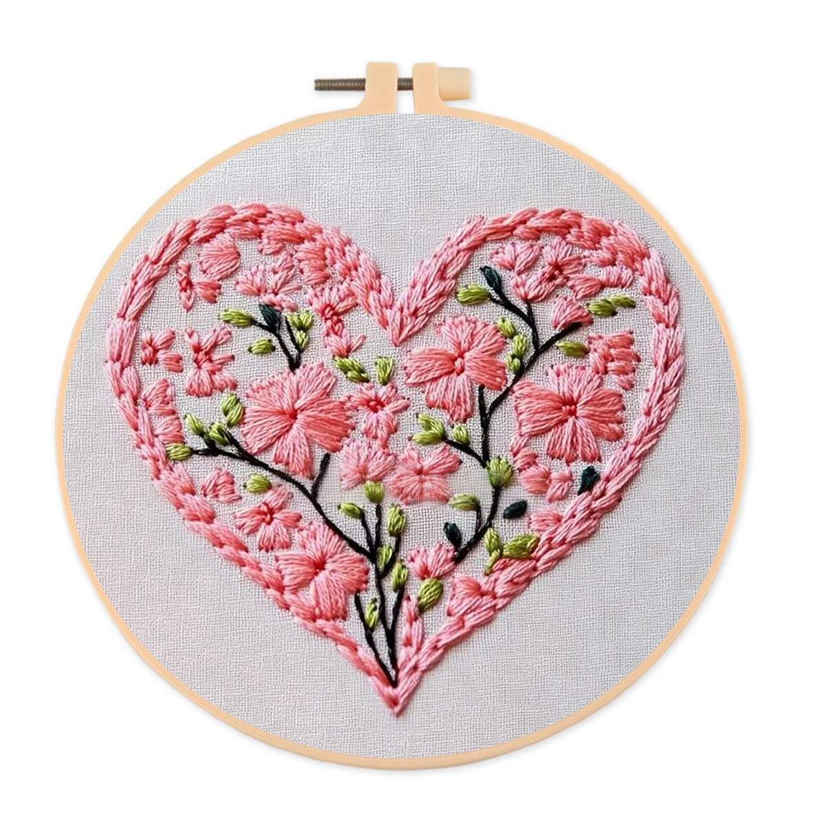 Rubbyoo Embroidery Kit - Pink Floral-Lined Heart Frame | Romantic Confession Must-Have Gift | Tender Declaration Piece - 20*20cm - image 1